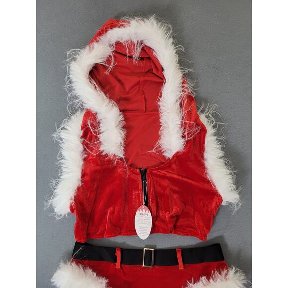 RSLOVE Women Christmas Santa Lingerie Set Velvet Claus Outfit 2Pcs XL - Picture 4 of 9